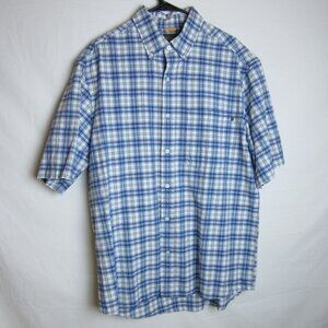 Timberland Shirt Blue Plaid Button Up Cotton Business Casual Men's Large